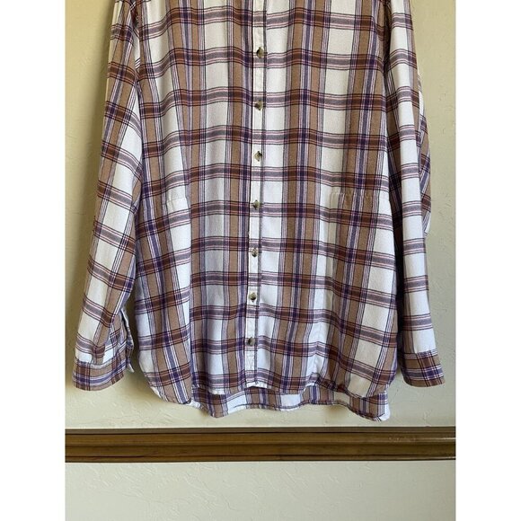 JACHS Girlfriend White Pink Plaid XL Button Up Collared Flannel Shirt - Picture 5 of 10